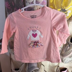 First Impressions Pink Long Sleeve Tee with Heart Design